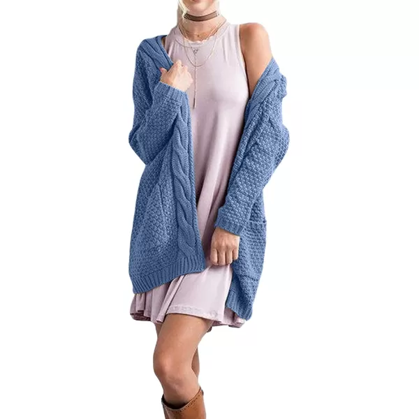 GRECERELLE Women's Loose Open Front Long Sleeve Chunky Knit Cable Cardigans Sweater with Pockets