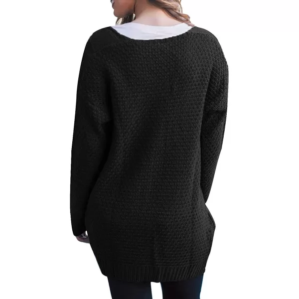 GRECERELLE Women's Loose Open Front Long Sleeve Chunky Knit Cable Cardigans Sweater with Pockets