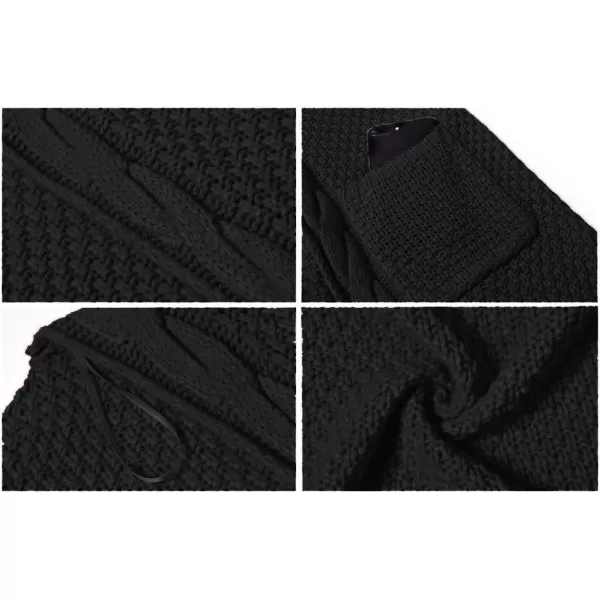 GRECERELLE Women's Loose Open Front Long Sleeve Chunky Knit Cable Cardigans Sweater with Pockets