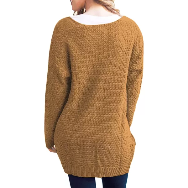 GRECERELLE Women's Loose Open Front Long Sleeve Chunky Knit Cable Cardigans Sweater with Pockets