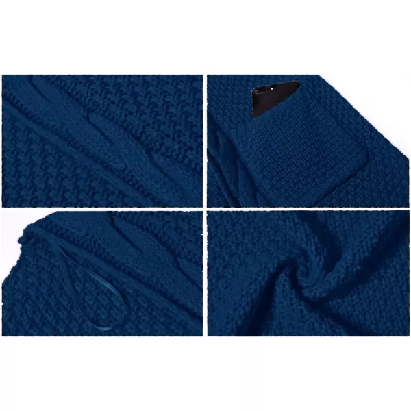 GRECERELLE Women's Loose Open Front Long Sleeve Chunky Knit Cable Cardigans Sweater with Pockets