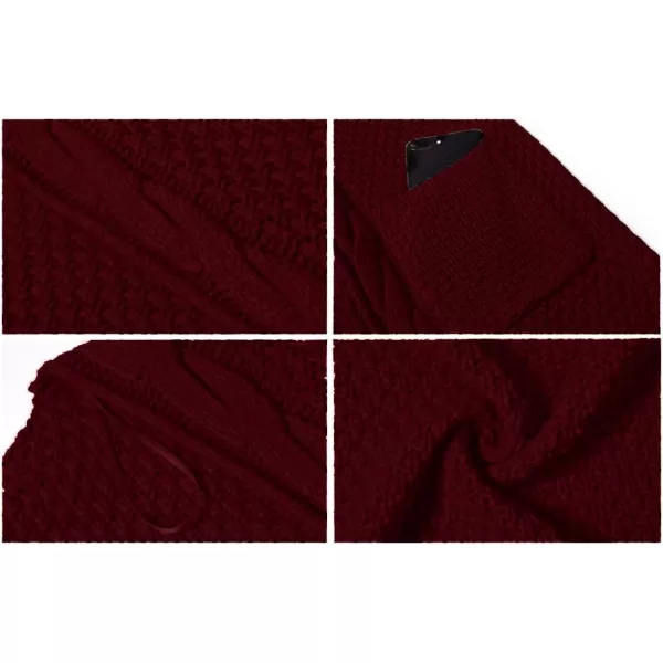 GRECERELLE Women's Loose Open Front Long Sleeve Chunky Knit Cable Cardigans Sweater with Pockets