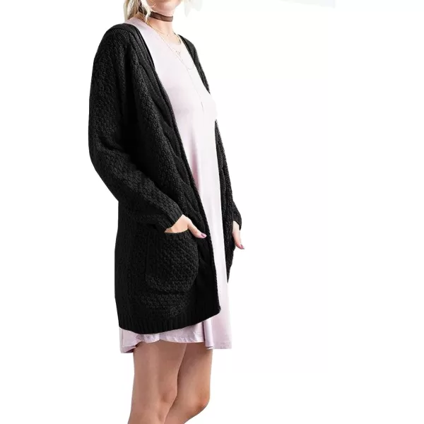 GRECERELLE Women's Loose Open Front Long Sleeve Chunky Knit Cable Cardigans Sweater with Pockets