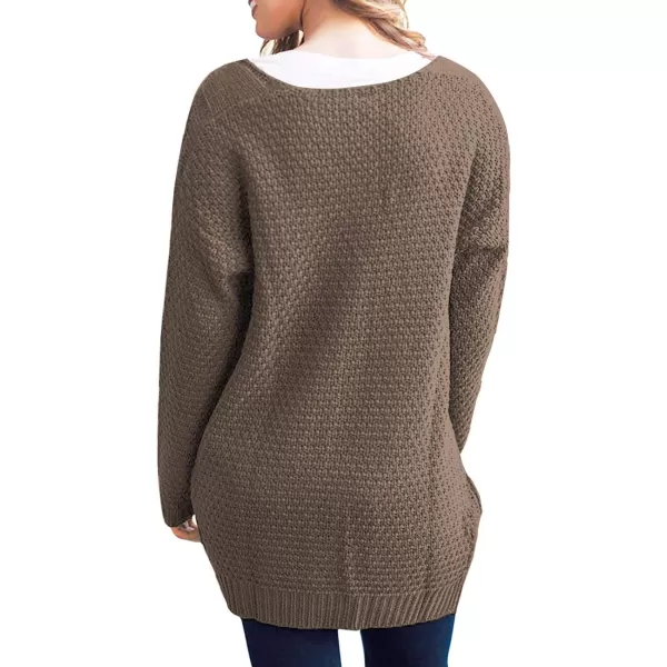 GRECERELLE Women's Loose Open Front Long Sleeve Chunky Knit Cable Cardigans Sweater with Pockets