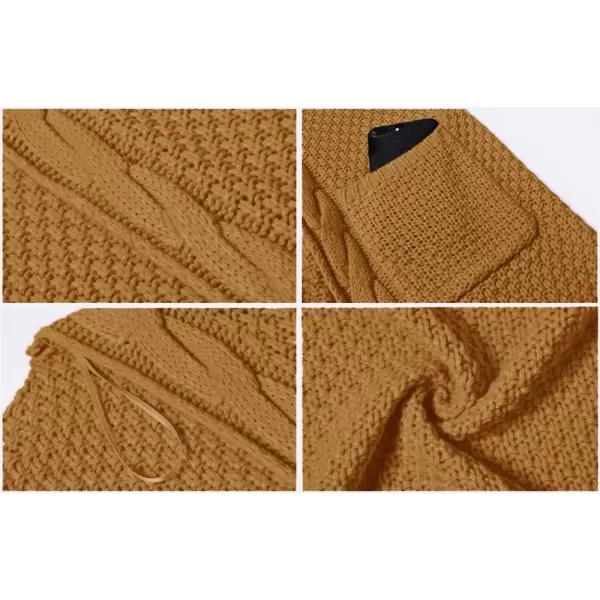 GRECERELLE Women's Loose Open Front Long Sleeve Chunky Knit Cable Cardigans Sweater with Pockets