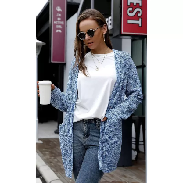 GRECERELLE Women's Loose Open Front Long Sleeve Chunky Knit Cable Cardigans Sweater with Pockets