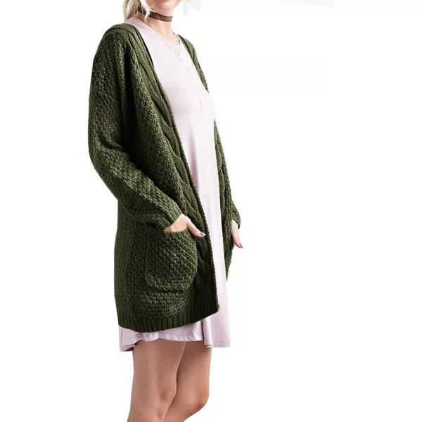 GRECERELLE Women's Loose Open Front Long Sleeve Chunky Knit Cable Cardigans Sweater with Pockets