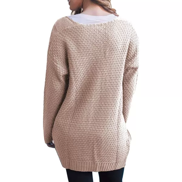 GRECERELLE Women's Loose Open Front Long Sleeve Chunky Knit Cable Cardigans Sweater with Pockets