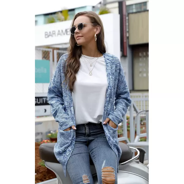 GRECERELLE Women's Loose Open Front Long Sleeve Chunky Knit Cable Cardigans Sweater with Pockets