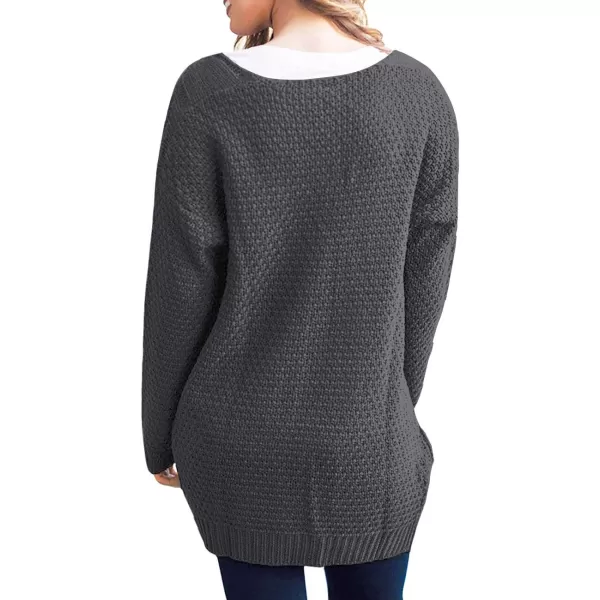 GRECERELLE Women's Loose Open Front Long Sleeve Chunky Knit Cable Cardigans Sweater with Pockets