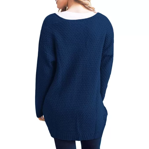 GRECERELLE Women's Loose Open Front Long Sleeve Chunky Knit Cable Cardigans Sweater with Pockets