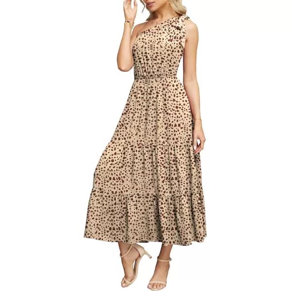 GRECERELLE Women's Summer Casual Floral One Shoulder Sundress Ruffle Hem Tiered Boho Maxi Beach Dresses