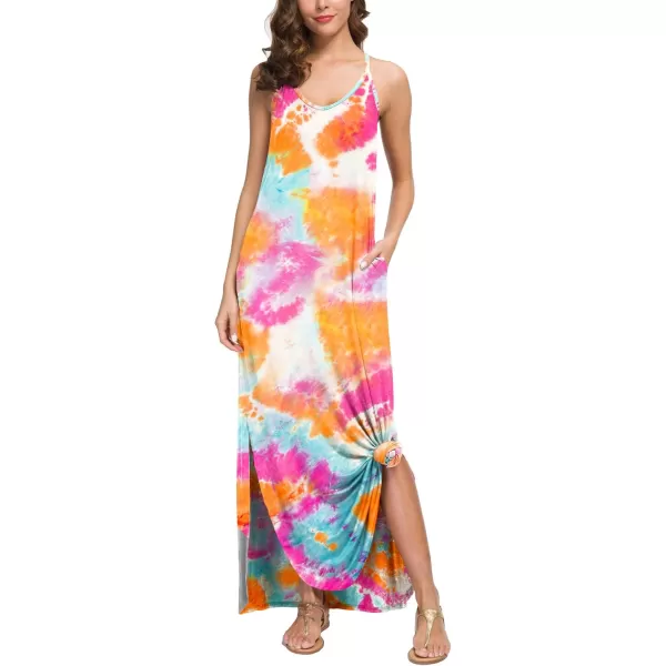 GRECERELLE Women's Summer Casual Loose Dress Beach Cover Up Long Cami Maxi Dresses with Pocket