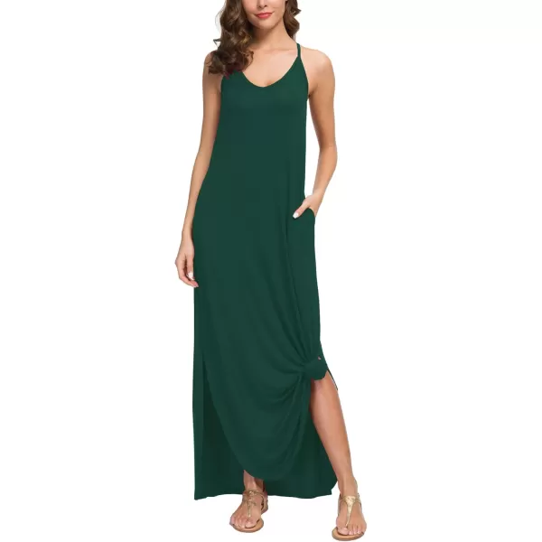 GRECERELLE Women's Summer Casual Loose Dress Beach Cover Up Long Cami Maxi Dresses with Pocket
