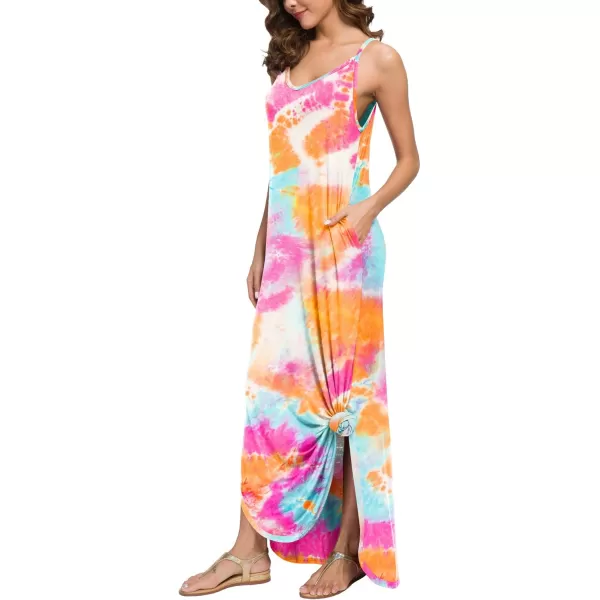 GRECERELLE Women's Summer Casual Loose Dress Beach Cover Up Long Cami Maxi Dresses with Pocket