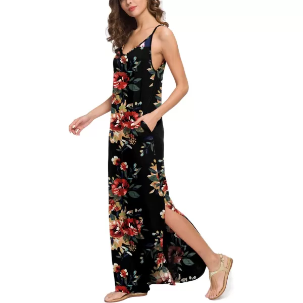 GRECERELLE Women's Summer Casual Loose Dress Beach Cover Up Long Cami Maxi Dresses with Pocket