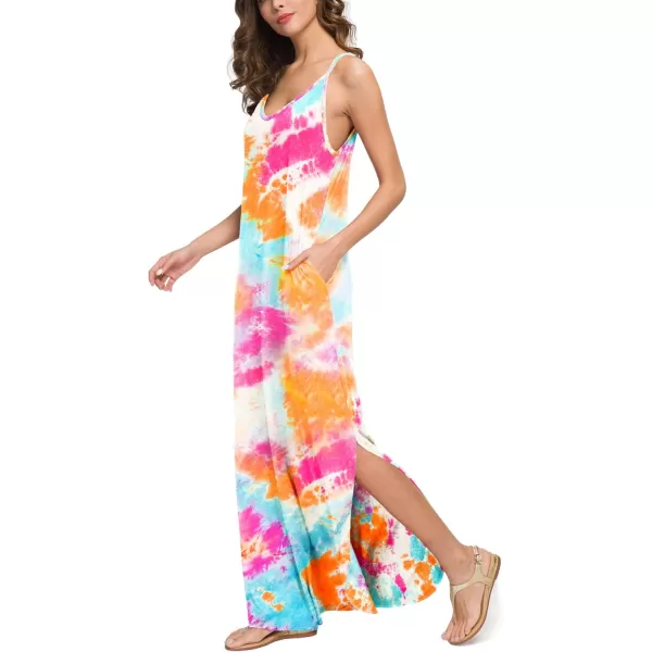 GRECERELLE Women's Summer Casual Loose Dress Beach Cover Up Long Cami Maxi Dresses with Pocket