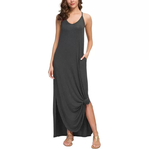 GRECERELLE Women's Summer Casual Loose Dress Beach Cover Up Long Cami Maxi Dresses with Pocket