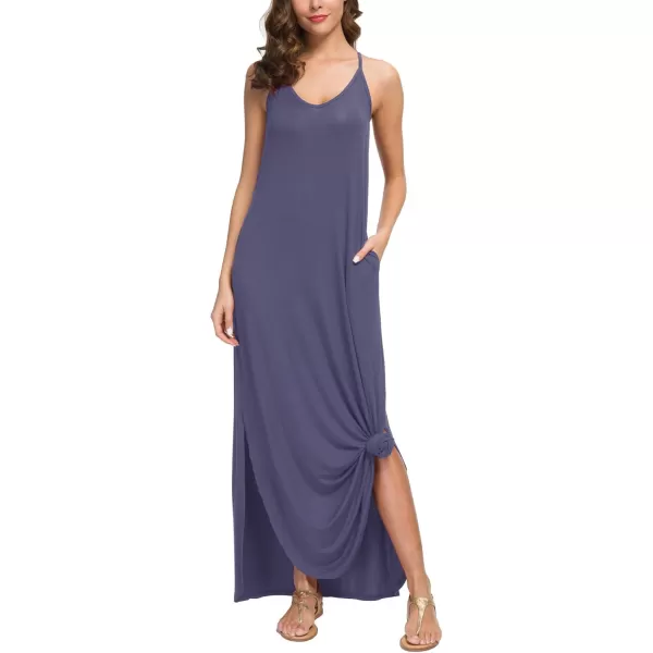 GRECERELLE Women's Summer Casual Loose Dress Beach Cover Up Long Cami Maxi Dresses with Pocket