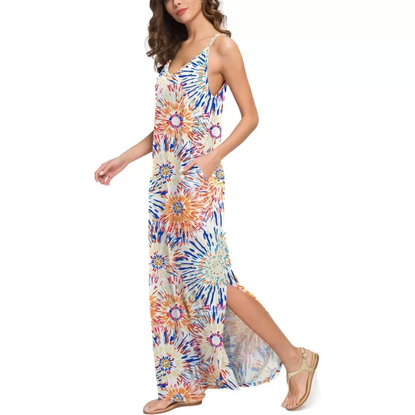 GRECERELLE Women's Summer Casual Loose Dress Beach Cover Up Long Cami Maxi Dresses with Pocket