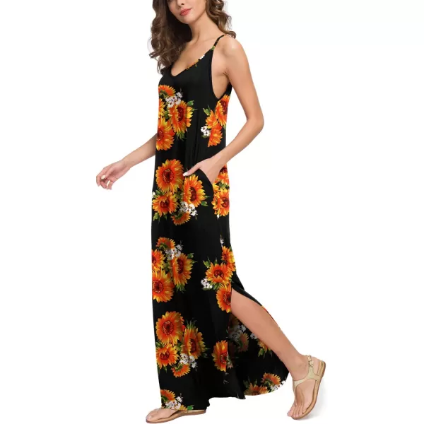 GRECERELLE Women's Summer Casual Loose Dress Beach Cover Up Long Cami Maxi Dresses with Pocket