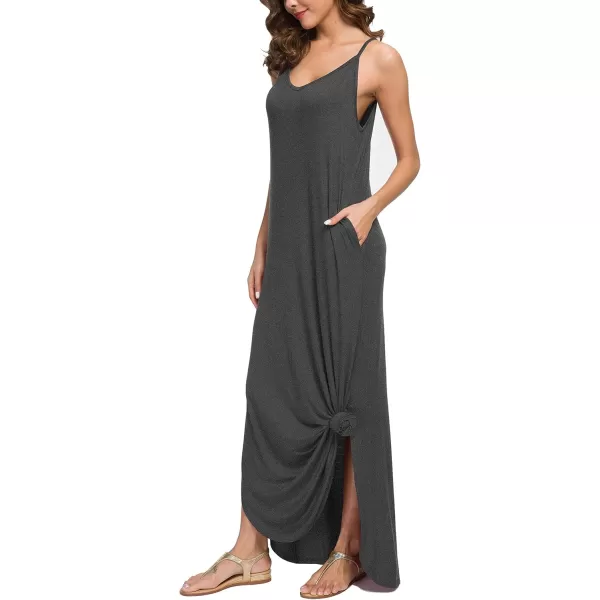 GRECERELLE Women's Summer Casual Loose Dress Beach Cover Up Long Cami Maxi Dresses with Pocket
