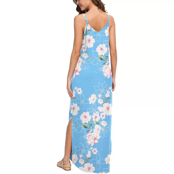 GRECERELLE Women's Summer Casual Loose Dress Beach Cover Up Long Cami Maxi Dresses with Pocket