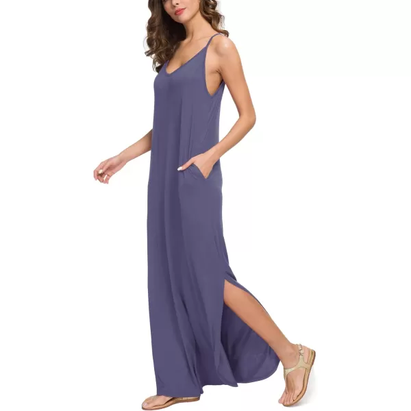 GRECERELLE Women's Summer Casual Loose Dress Beach Cover Up Long Cami Maxi Dresses with Pocket