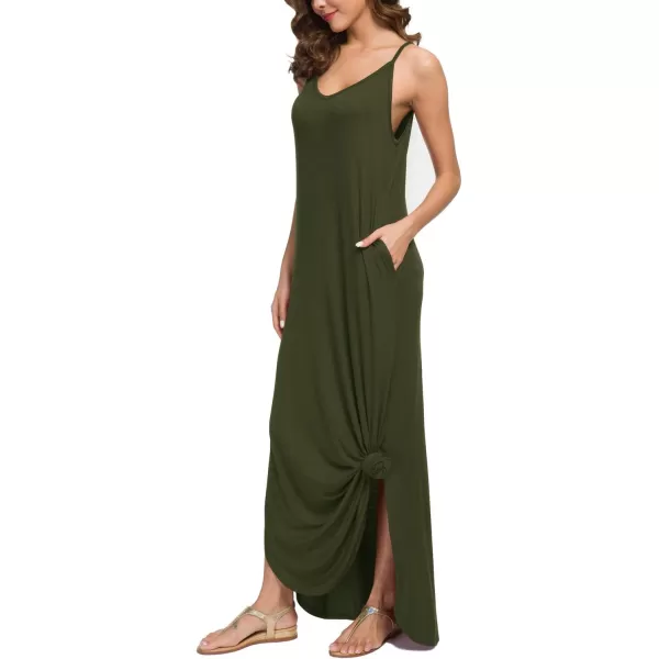 GRECERELLE Women's Summer Casual Loose Dress Beach Cover Up Long Cami Maxi Dresses with Pocket