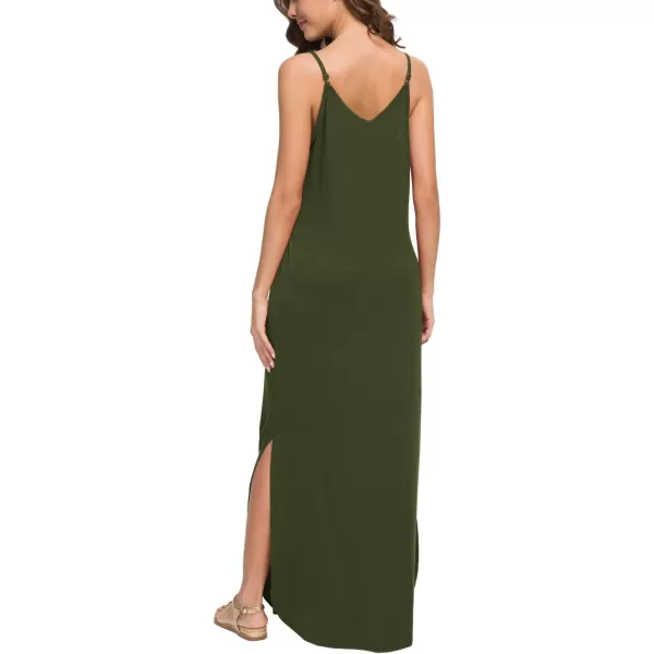 GRECERELLE Women's Summer Casual Loose Dress Beach Cover Up Long Cami Maxi Dresses with Pocket