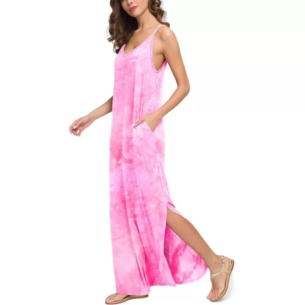 GRECERELLE Women's Summer Casual Loose Dress Beach Cover Up Long Cami Maxi Dresses with Pocket