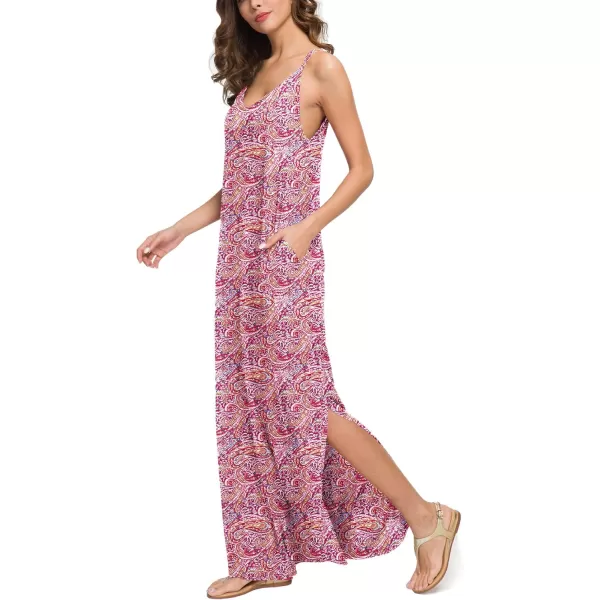 GRECERELLE Women's Summer Casual Loose Dress Beach Cover Up Long Cami Maxi Dresses with Pocket