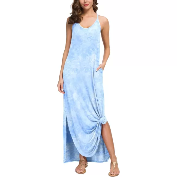 GRECERELLE Women's Summer Casual Loose Dress Beach Cover Up Long Cami Maxi Dresses with Pocket
