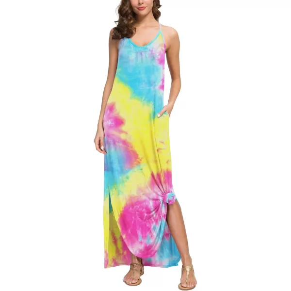 GRECERELLE Women's Summer Casual Loose Dress Beach Cover Up Long Cami Maxi Dresses with Pocket