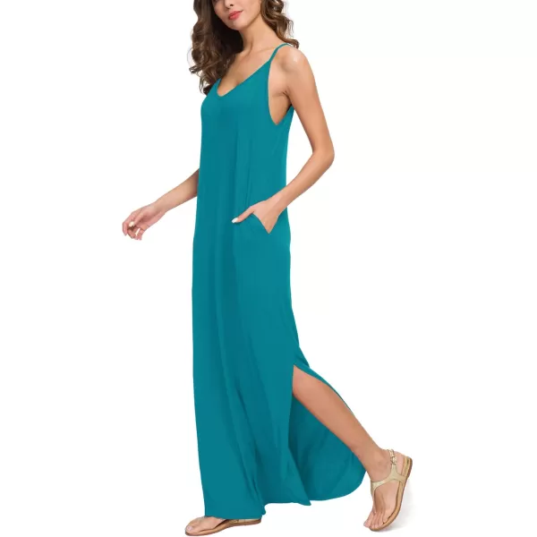 GRECERELLE Women's Summer Casual Loose Dress Beach Cover Up Long Cami Maxi Dresses with Pocket