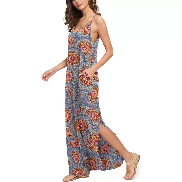 GRECERELLE Women's Summer Casual Loose Dress Beach Cover Up Long Cami Maxi Dresses with Pocket