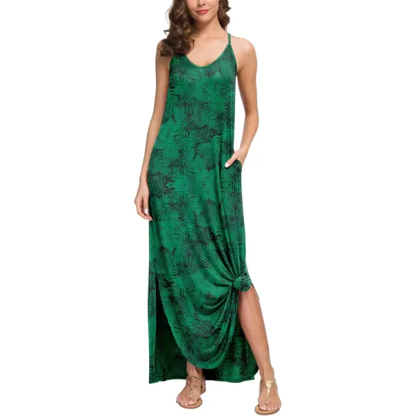 GRECERELLE Women's Summer Casual Loose Dress Beach Cover Up Long Cami Maxi Dresses with Pocket
