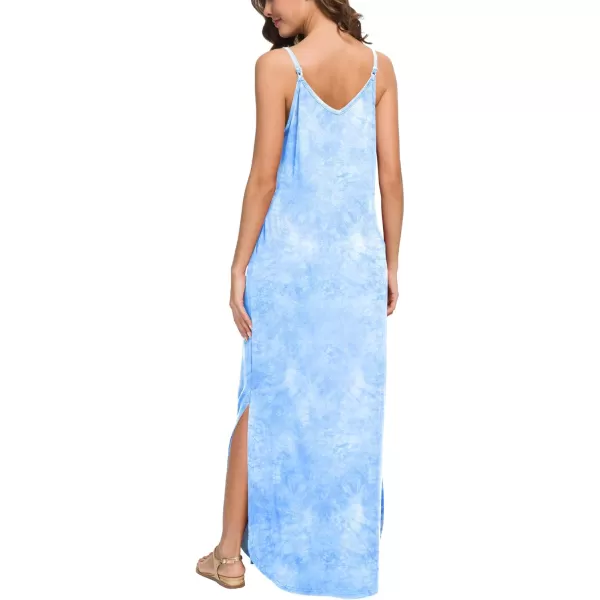 GRECERELLE Women's Summer Casual Loose Dress Beach Cover Up Long Cami Maxi Dresses with Pocket
