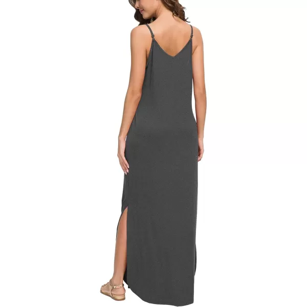 GRECERELLE Women's Summer Casual Loose Dress Beach Cover Up Long Cami Maxi Dresses with Pocket