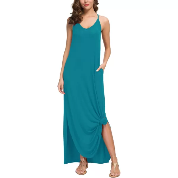 GRECERELLE Women's Summer Casual Loose Dress Beach Cover Up Long Cami Maxi Dresses with Pocket