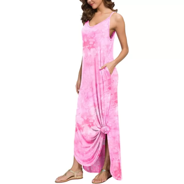 GRECERELLE Women's Summer Casual Loose Dress Beach Cover Up Long Cami Maxi Dresses with Pocket