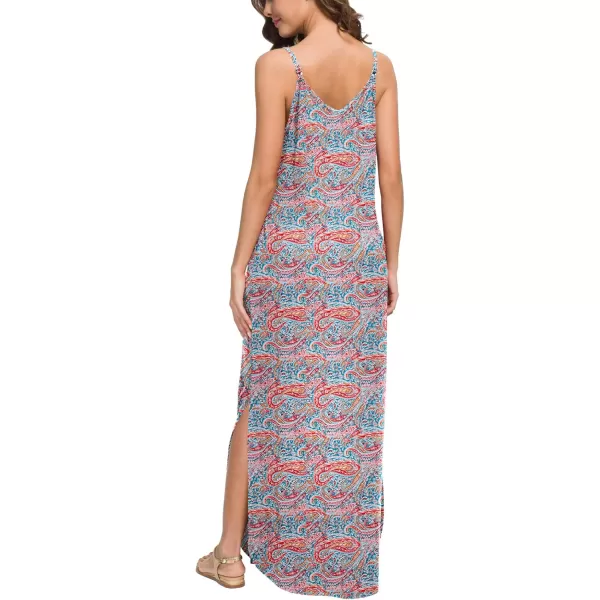 GRECERELLE Women's Summer Casual Loose Dress Beach Cover Up Long Cami Maxi Dresses with Pocket