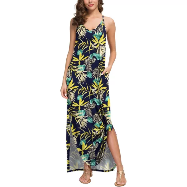 GRECERELLE Women's Summer Casual Loose Dress Beach Cover Up Long Cami Maxi Dresses with Pocket