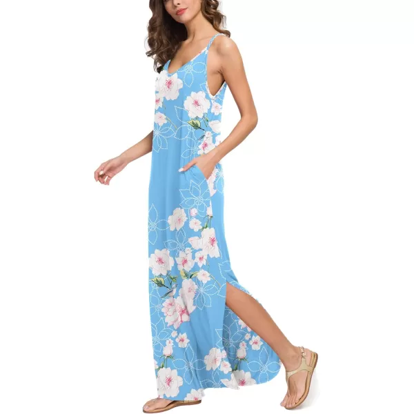 GRECERELLE Women's Summer Casual Loose Dress Beach Cover Up Long Cami Maxi Dresses with Pocket