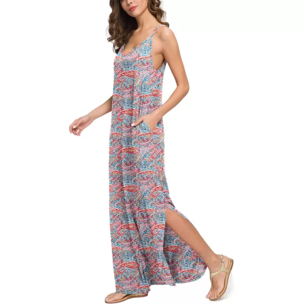 GRECERELLE Women's Summer Casual Loose Dress Beach Cover Up Long Cami Maxi Dresses with Pocket