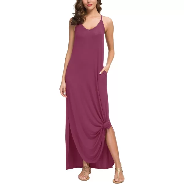 GRECERELLE Women's Summer Casual Loose Dress Beach Cover Up Long Cami Maxi Dresses with Pocket