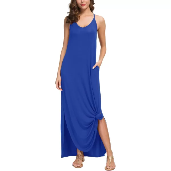 GRECERELLE Women's Summer Casual Loose Dress Beach Cover Up Long Cami Maxi Dresses with Pocket