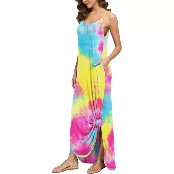 GRECERELLE Women's Summer Casual Loose Dress Beach Cover Up Long Cami Maxi Dresses with Pocket