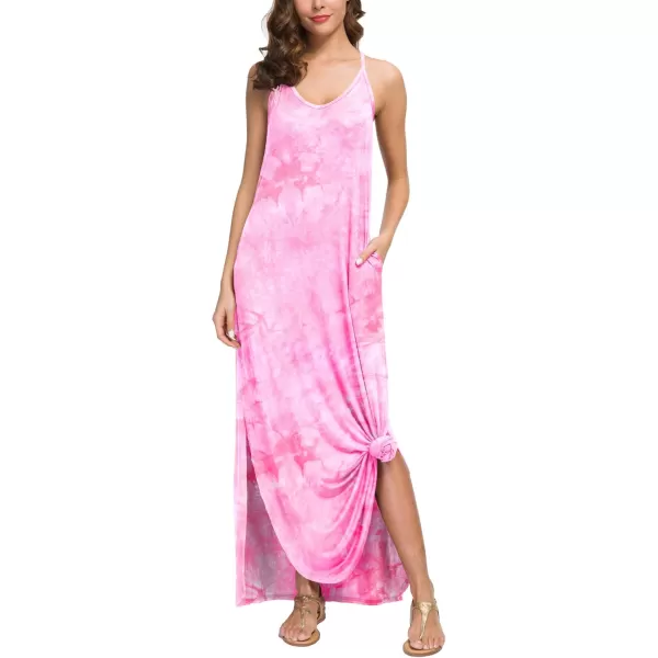 GRECERELLE Women's Summer Casual Loose Dress Beach Cover Up Long Cami Maxi Dresses with Pocket