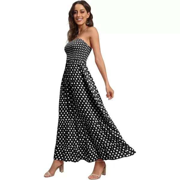 GRECERELLE Women's Summer Strapless Long Maxi Dress Casual Tube Dress Floral Beach Dress